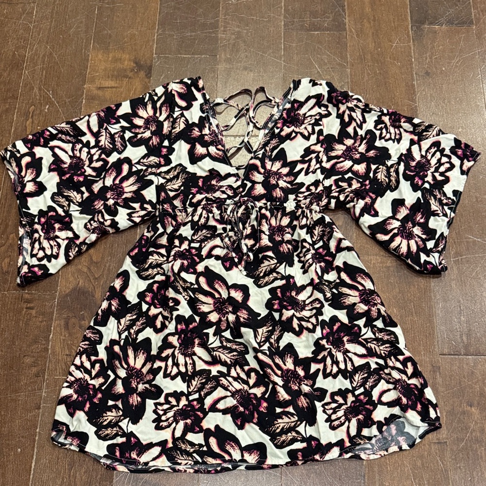 Abercrombie & Fitch Floral Mini Dress - Black and Cream